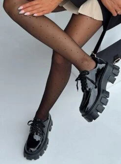 Princess Polly Mia Shoes Black Patent