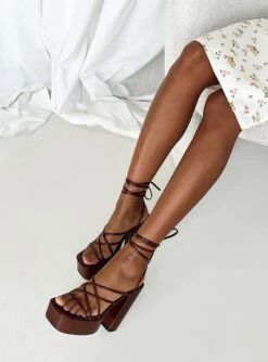Princess Polly Amato Platform Heels Brown
