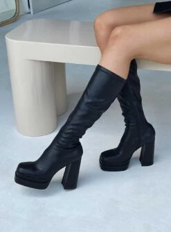 Princess Polly Rodney Platform Boot Black