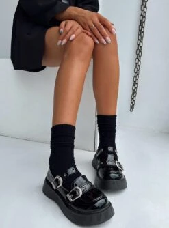 Princess Polly Cordova Flats Black