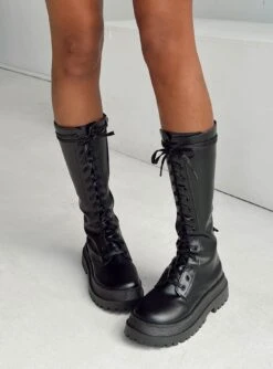 Princess Polly Rothwell Combat Boots Black