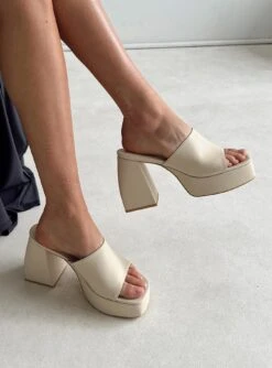 Shapiro Mules Platform Heels Bone -Best Shoes Shop 0 d6428b18 ca29 446c ab1d 50c4cd7f4295