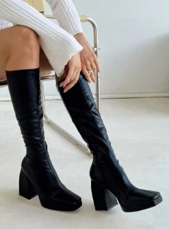 Princess Polly Zayas Knee High Boots Black