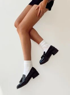 Princess Polly Harper Loafer Black Croc