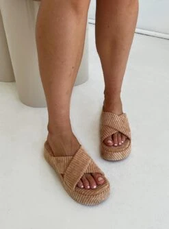 Princess Polly Kora Corduroy Sandals Beige