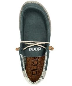 Hey Dude Men's Natural Teal Wally Linen Shoe -Best Shoes Shop 110798357 b 2