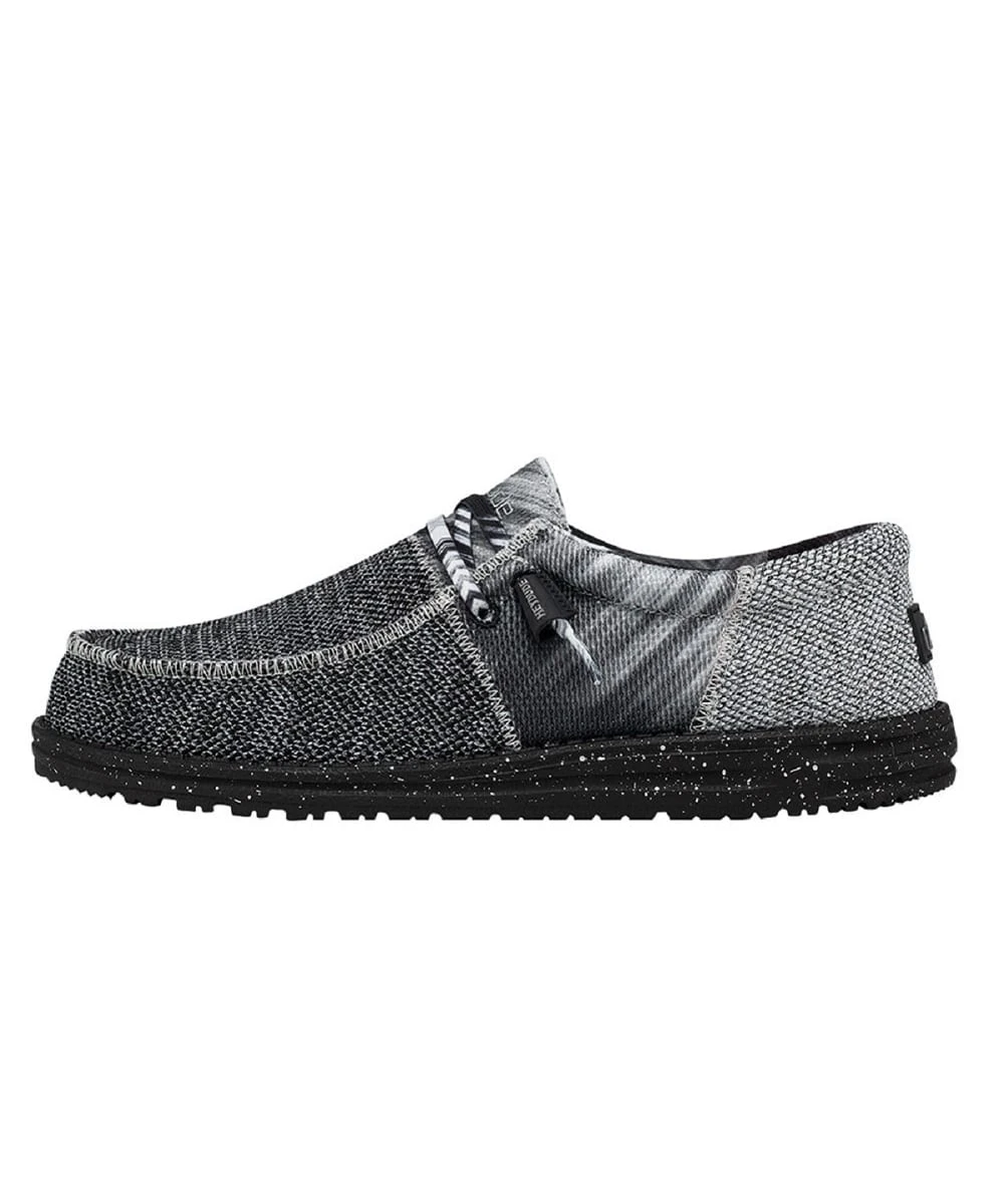 Hey Dude Men's Tri Black And Silver Wally Sox Shoe 3 Hey Dude Men's Tri Black And Silver Wally Sox Shoe