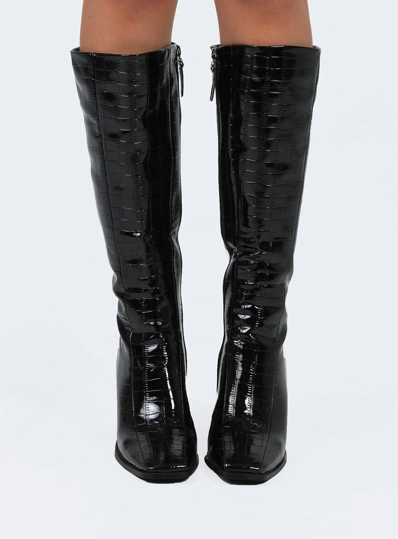 Princess Polly Jessa Boots Black Croc 4 Princess Polly Jessa Boots Black Croc - Image 2