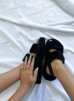 Princess Polly Stripe Slipper Black