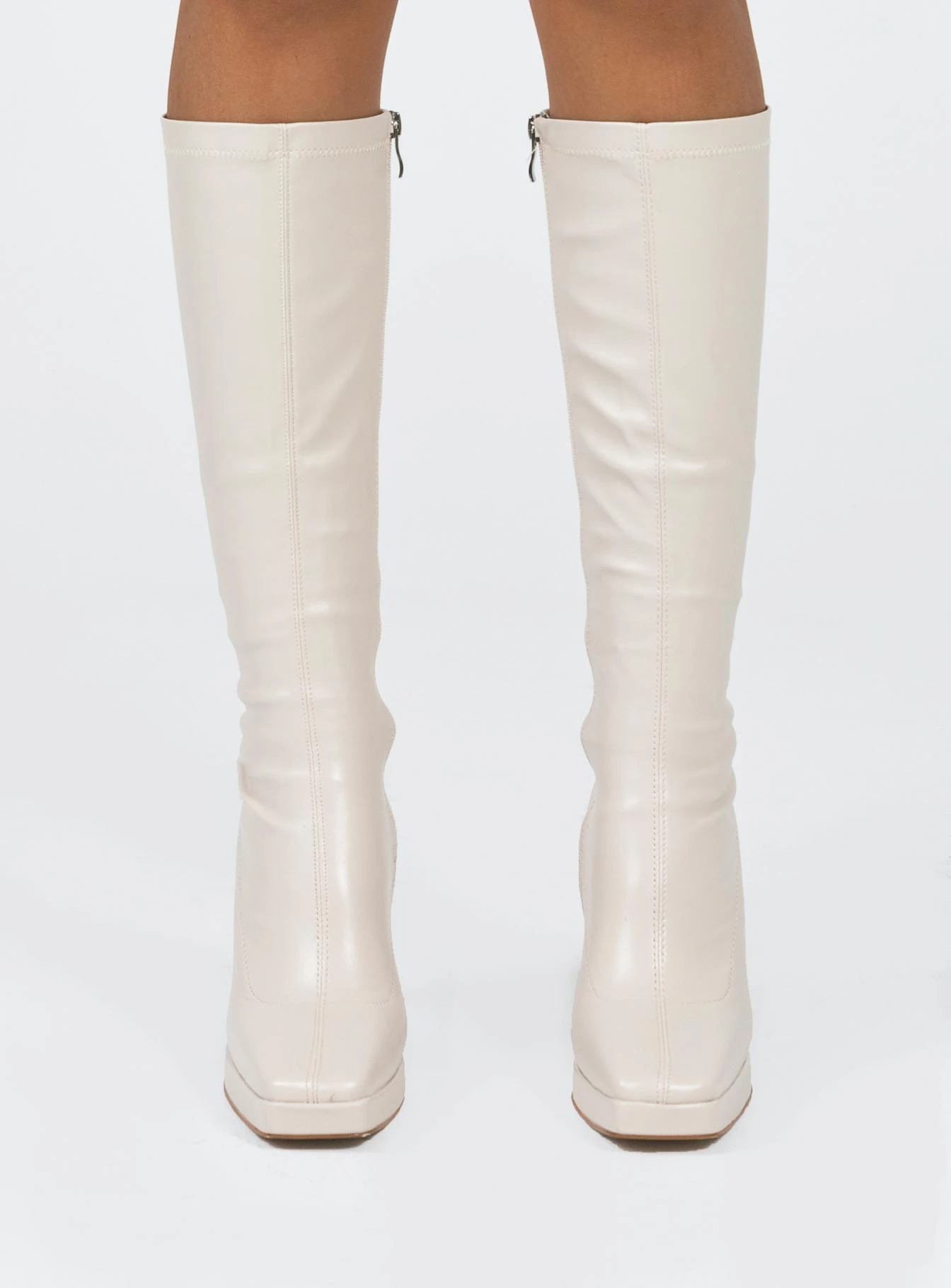 Princess Polly Zayas Knee High Boots Beige 4 Princess Polly Zayas Knee High Boots Beige - Image 2