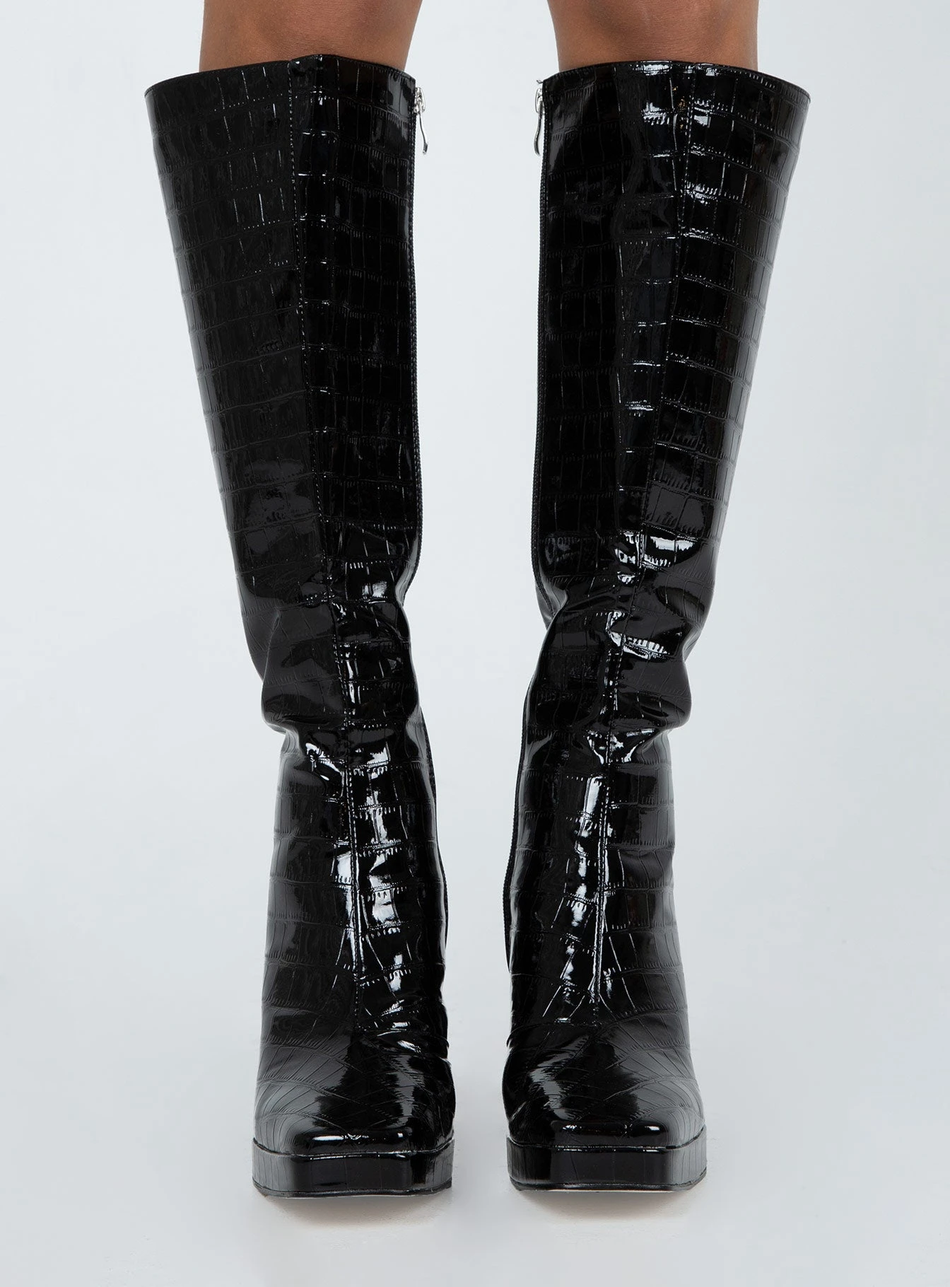 Princess Polly Montgomery Boot Black Croc 5 Princess Polly Montgomery Boot Black Croc - Image 3