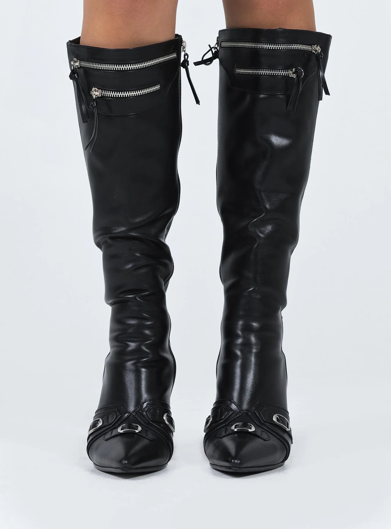 Princess Polly Regal Knee High Boots Black 4 Princess Polly Regal Knee High Boots Black - Image 2