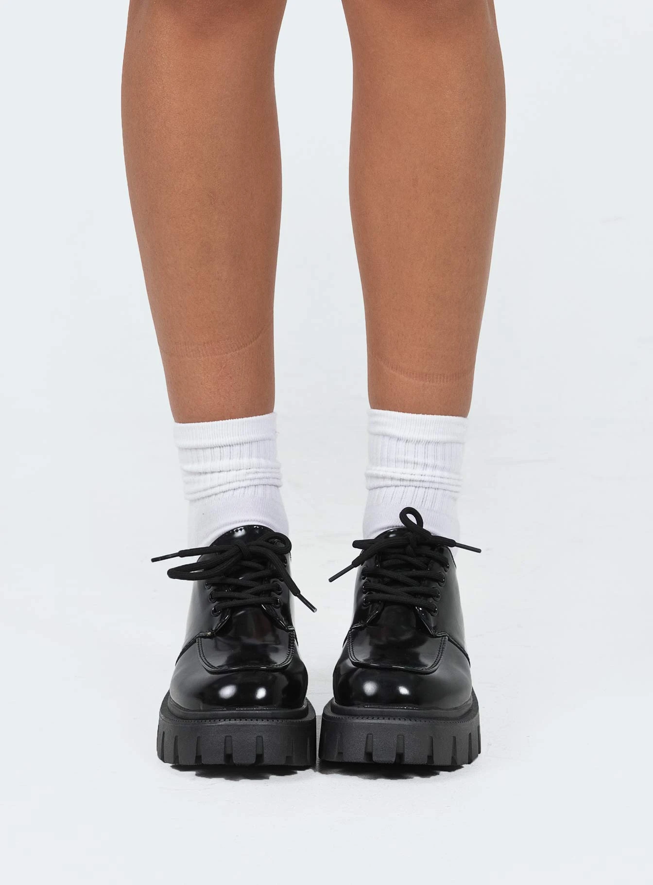 Princess Polly Josephine Lace Up Loafers Black 4 Princess Polly Josephine Lace Up Loafers Black - Image 2