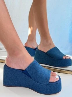 Princess Polly Broca Platform Sandal Dark Denim