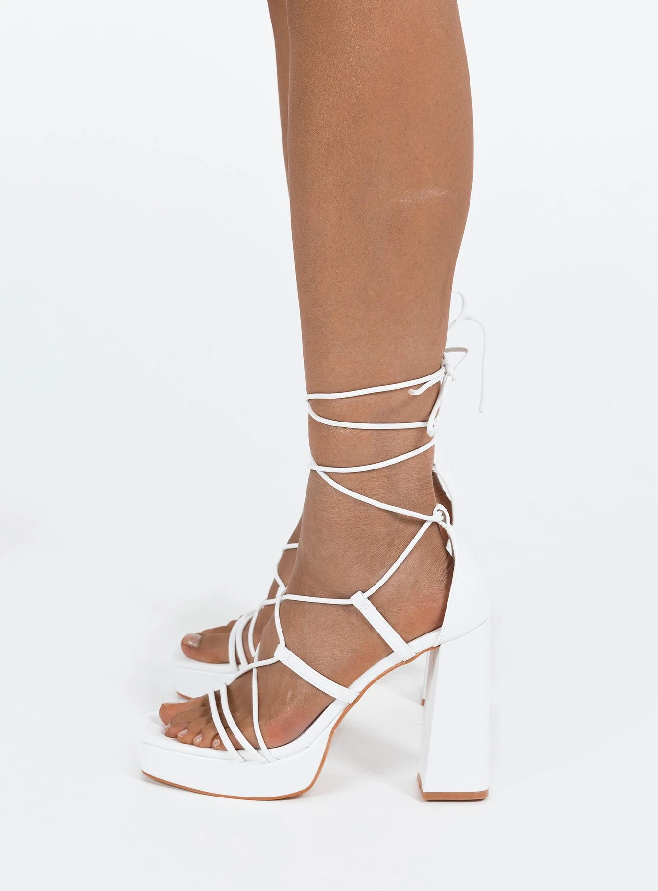 Mallard Strappy Heels White 5 Mallard Strappy Heels White - Image 3