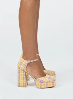 Princess Polly Chabert Platform Heels Yellow / Check -Best Shoes Shop 2 3134c04e 13b4 4507 9653 bd09f6825749