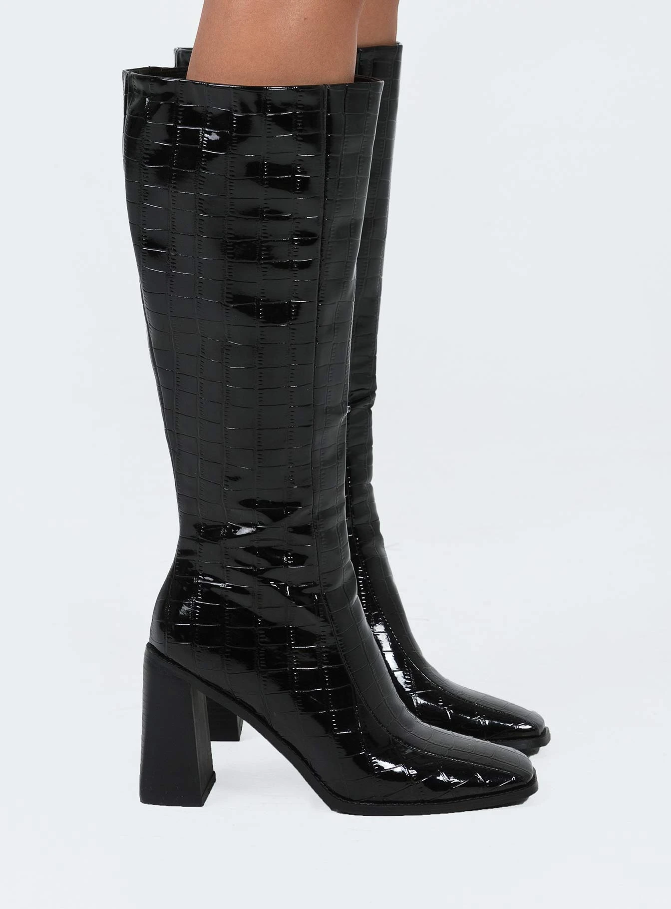 Princess Polly Jessa Boots Black Croc 5 Princess Polly Jessa Boots Black Croc - Image 3