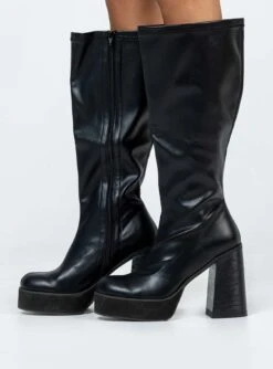 Coline Knee High Platform Boots Black -Best Shoes Shop 2 40fa4e5d b826 45a9 a681 3ce135d30ac0