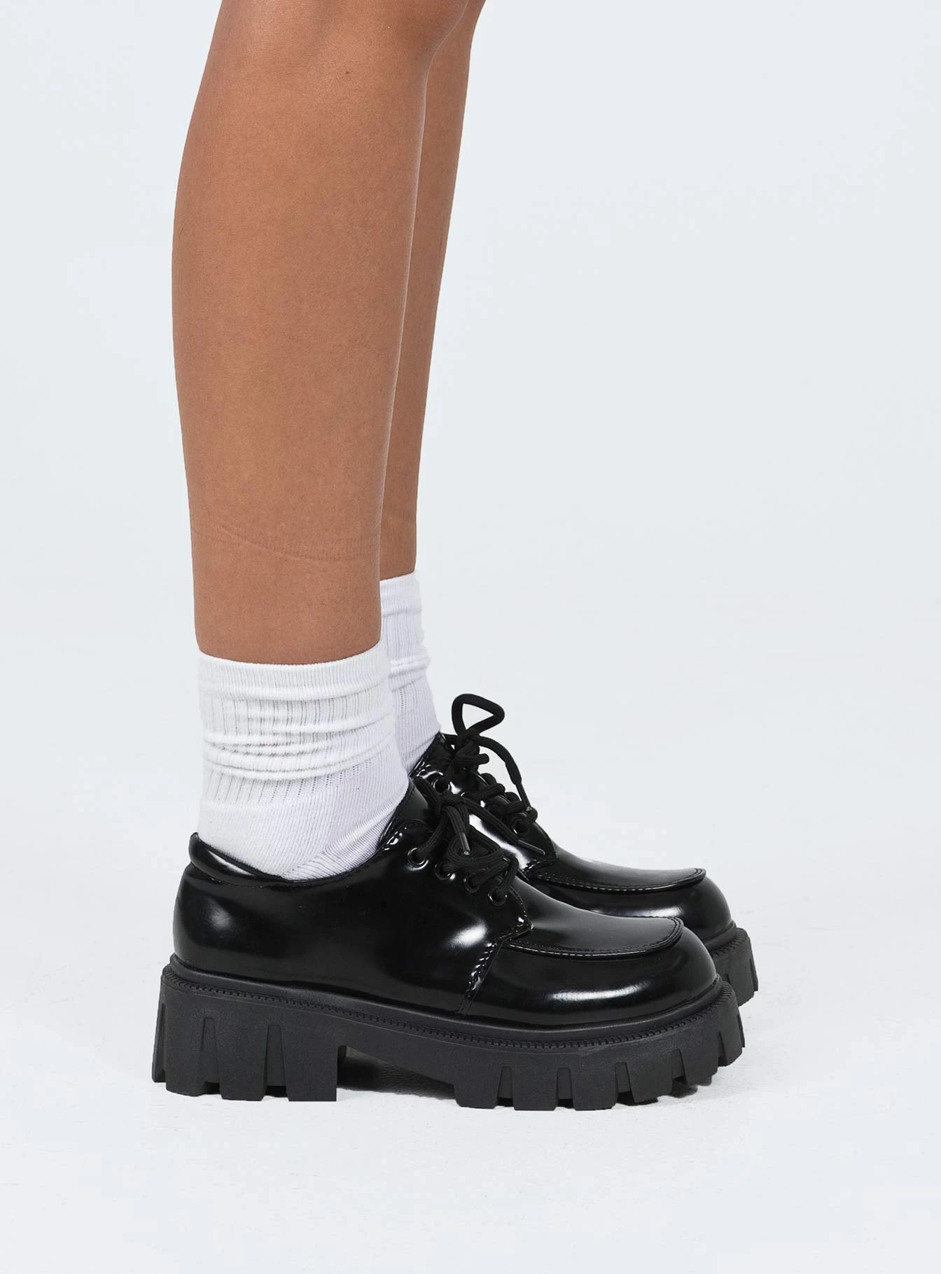 Princess Polly Josephine Lace Up Loafers Black 5 Princess Polly Josephine Lace Up Loafers Black - Image 3