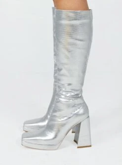 Princess Polly Montgomery Boot Silver -Best Shoes Shop 2 de04eb6f de91 485e b6aa 3f6f86c16814