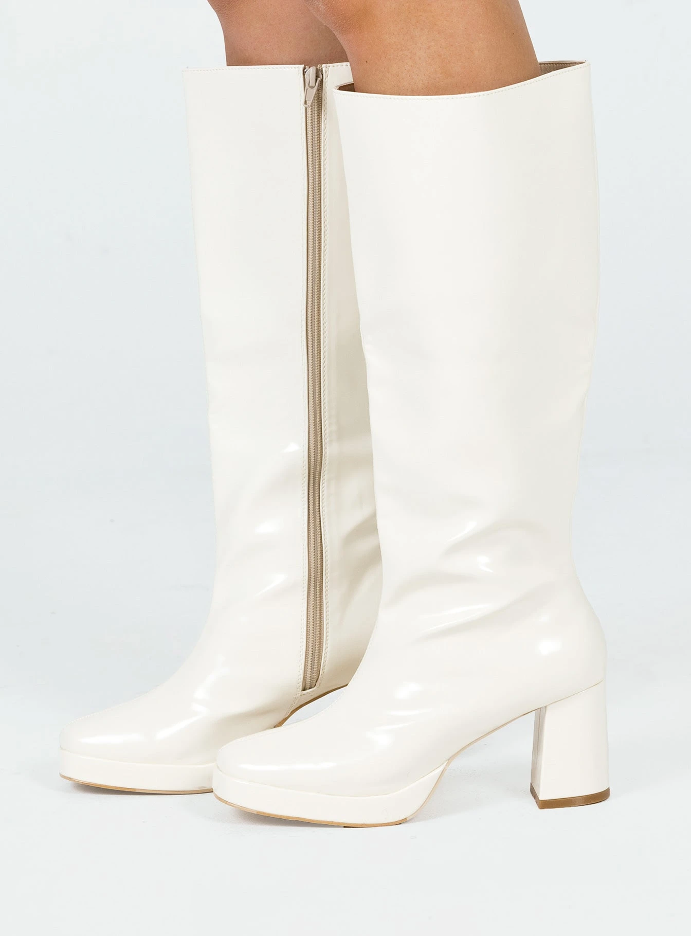 Princess Polly Marianne Boots Cream 5 Princess Polly Marianne Boots Cream - Image 3