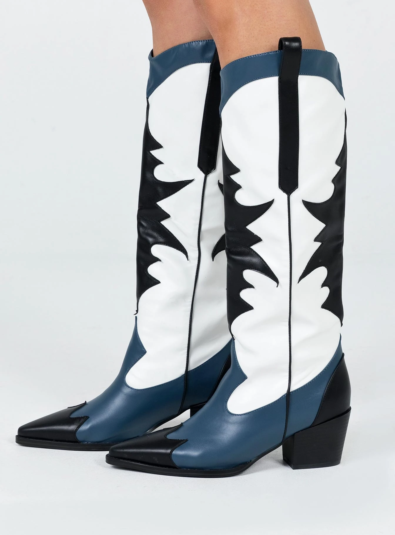 Princess Polly Izzard Western Boot Black / Navy 5 Princess Polly Izzard Western Boot Black / Navy - Image 3