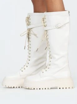 Princess Polly Fulton Lace Up Boots Cream -Best Shoes Shop 2 fe58325a 3ae9 41df a14c 893b95cb2b5f