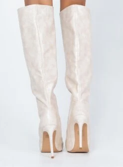 Princess Polly Leighton Boots Cream Croc -Best Shoes Shop 3 4 ff628e54 f189 4523 a612 d00278bc1241