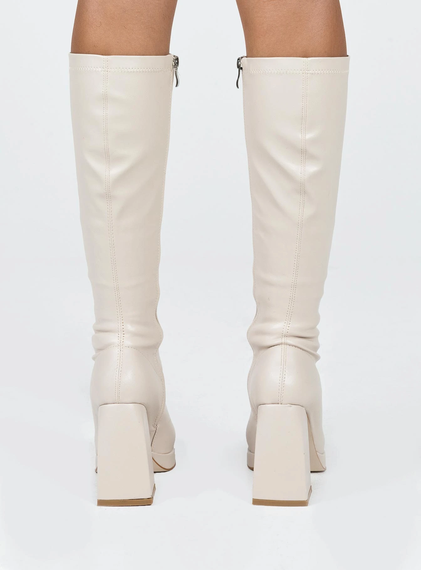 Princess Polly Zayas Knee High Boots Beige 6 Princess Polly Zayas Knee High Boots Beige - Image 4