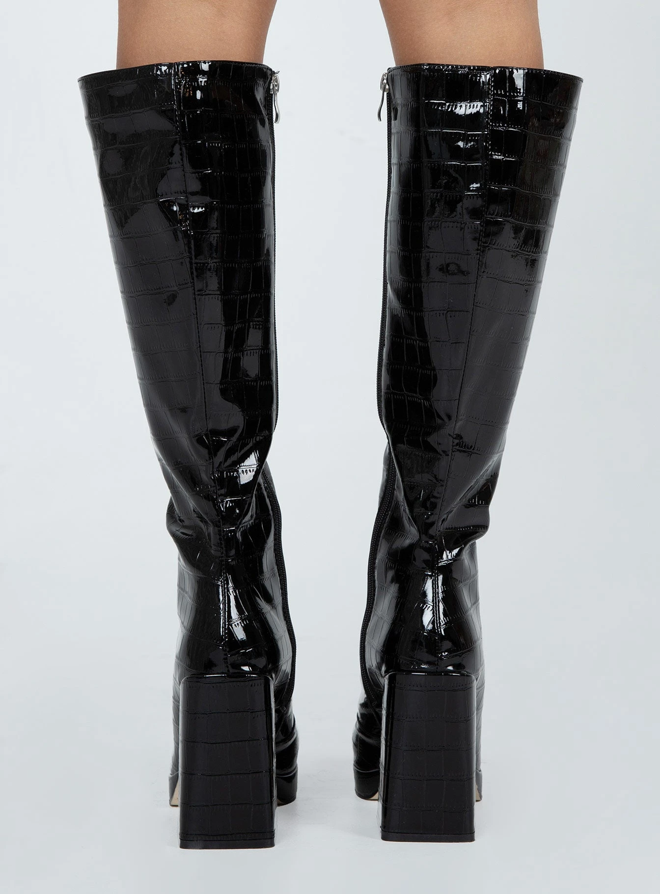 Princess Polly Montgomery Boot Black Croc 7 Princess Polly Montgomery Boot Black Croc - Image 5