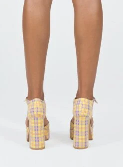 Princess Polly Chabert Platform Heels Yellow / Check -Best Shoes Shop 3 fff46e57 5c57 46b2 9338 83a7ef5d011e