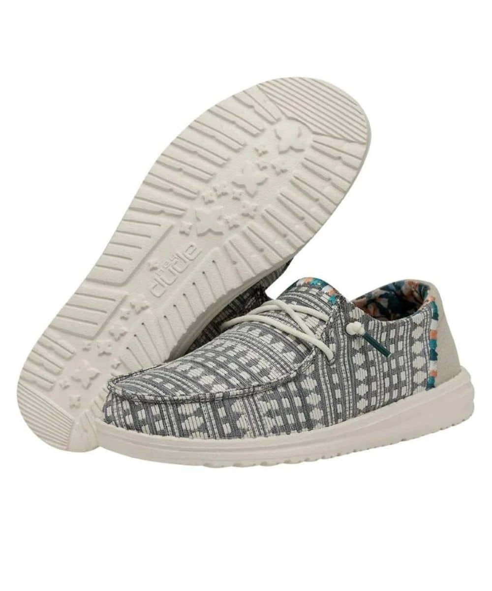 Hey Dude Women's Embroidery Grey Wendy Boho Shoe 3 Hey Dude Women's Embroidery Grey Wendy Boho Shoe