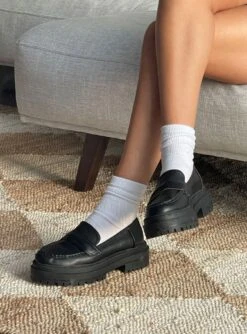 Princess Polly Bellevue Loafer Black 11 Princess Polly Bellevue Loafer Black -Best Shoes Shop BELLEVUE LOAFER BLACK