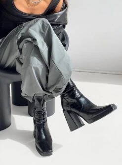 Princess Polly Jamie Croc Platform Boots Black -Best Shoes Shop Jamie Croc Platform Boots 0