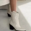 Princess Polly Jenny Croc Cowboy Boots Off White -Best Shoes Shop Jenny Croc Cowboy Boots White