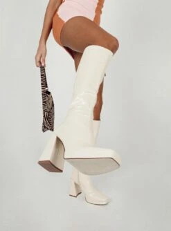 Princess Polly Montgomery Boot Cream Croc