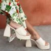 Shapiro Mules Platform Heels Bone -Best Shoes Shop Shapiro Heels Cream
