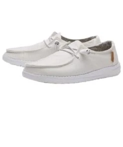 Hey Dude Women's Wendy Chambray White Linen Shoe -Best Shoes Shop products 121410123 WENDY CHAMBRAY WHITe pair